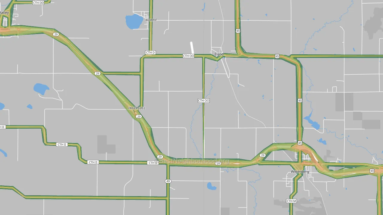 Eland, WI Map of Noise Levels in Eland