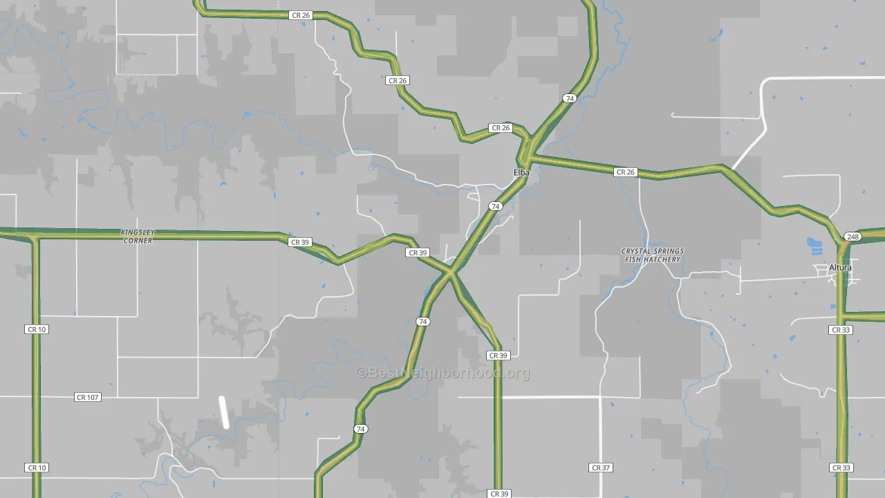 Elba, MN Map of Noise Levels in Elba