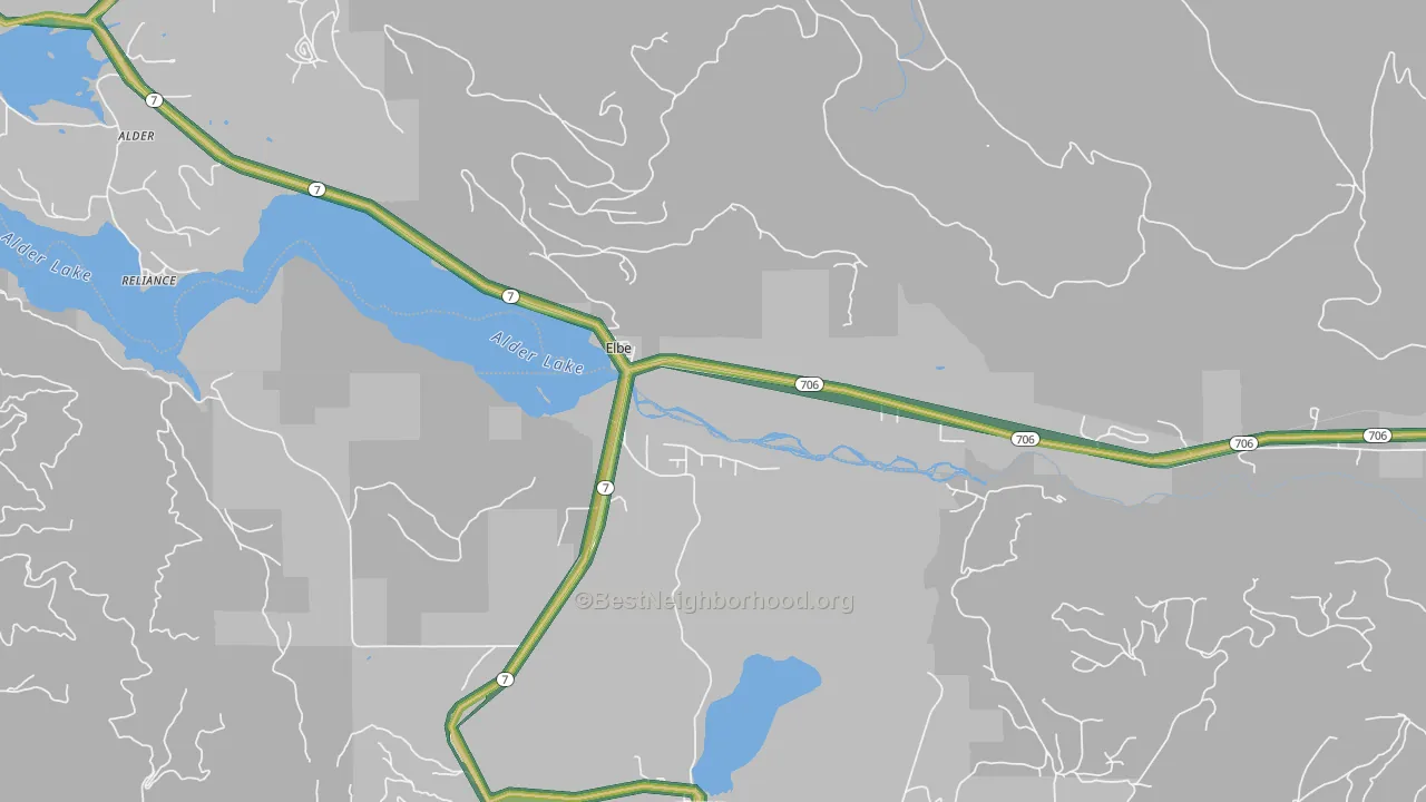 Elbe, WA Map of Noise Levels in Elbe