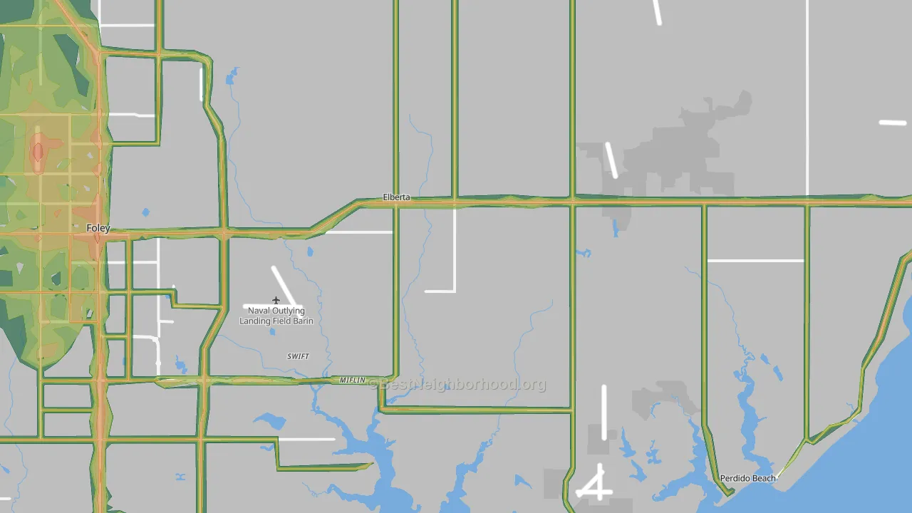 Elberta, AL Map of Noise Levels in Elberta