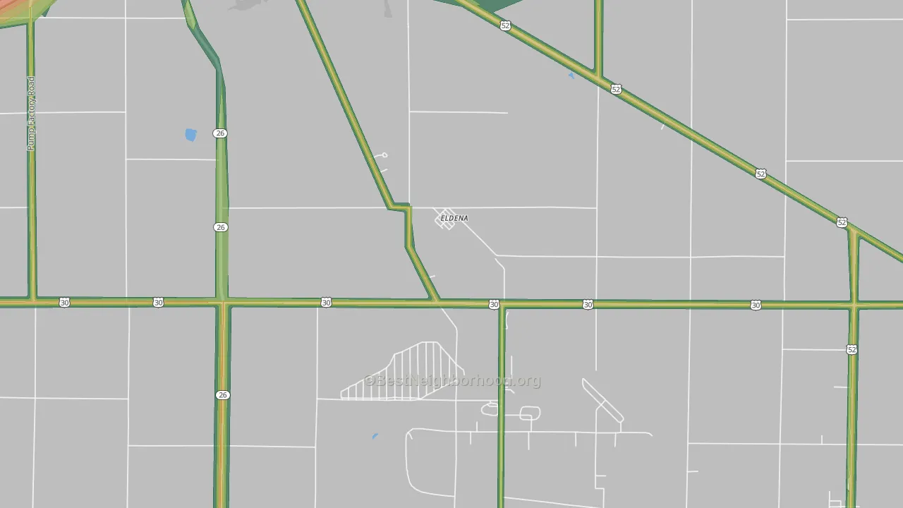 Eldena, IL Map of Noise Levels in Eldena