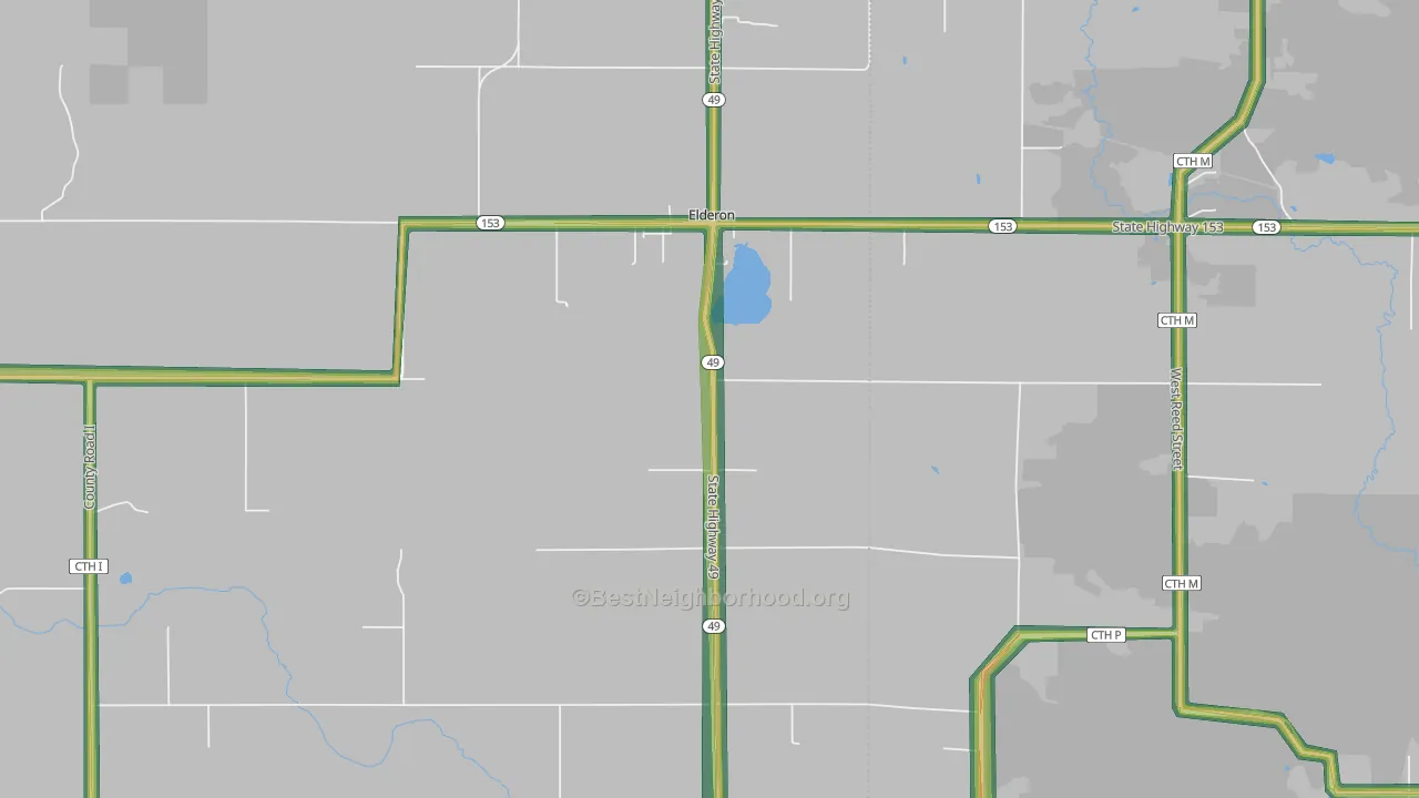 Elderon, WI Map of Noise Levels in Elderon