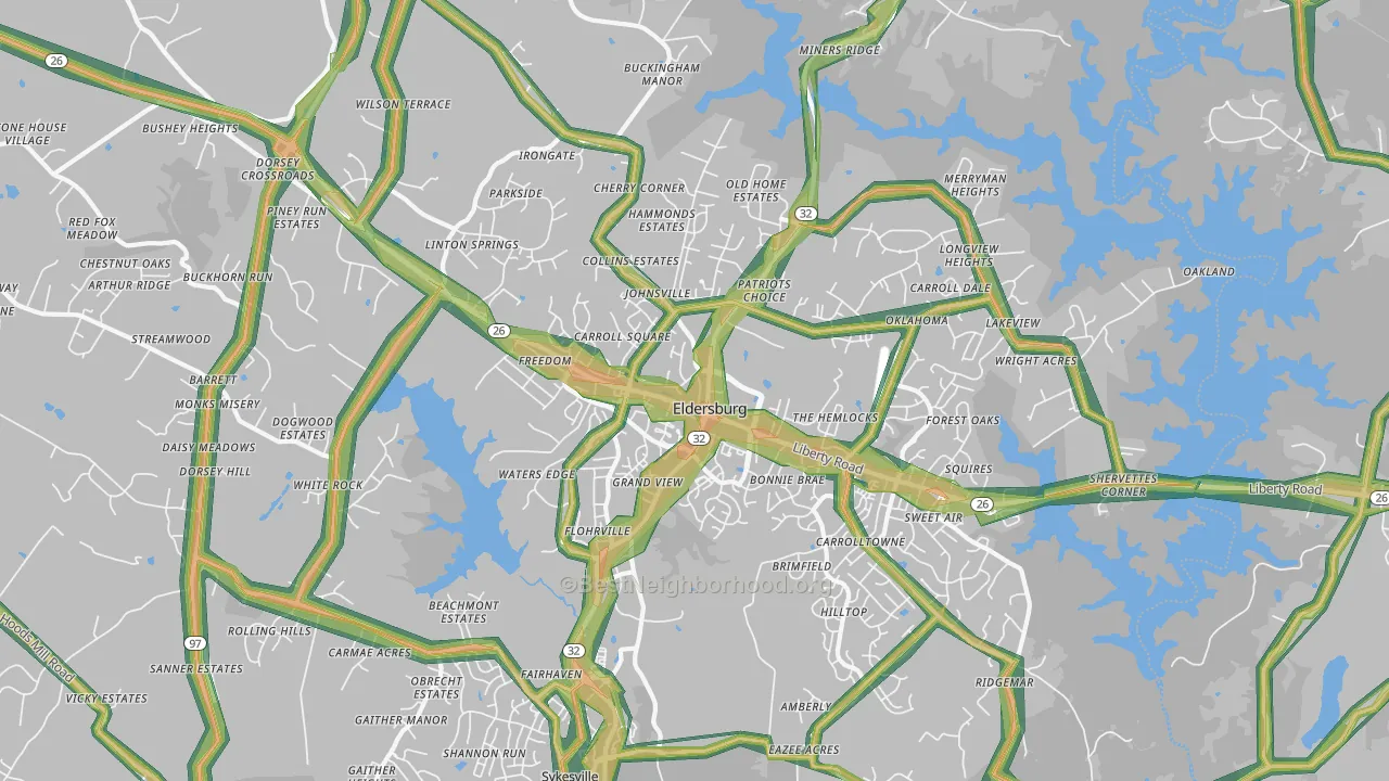 Eldersburg, MD Map of Noise Levels in Eldersburg
