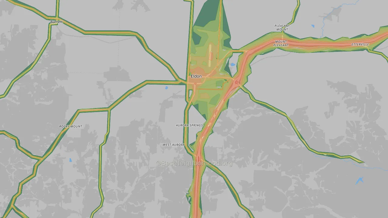 Eldon, MO Map of Noise Levels in Eldon