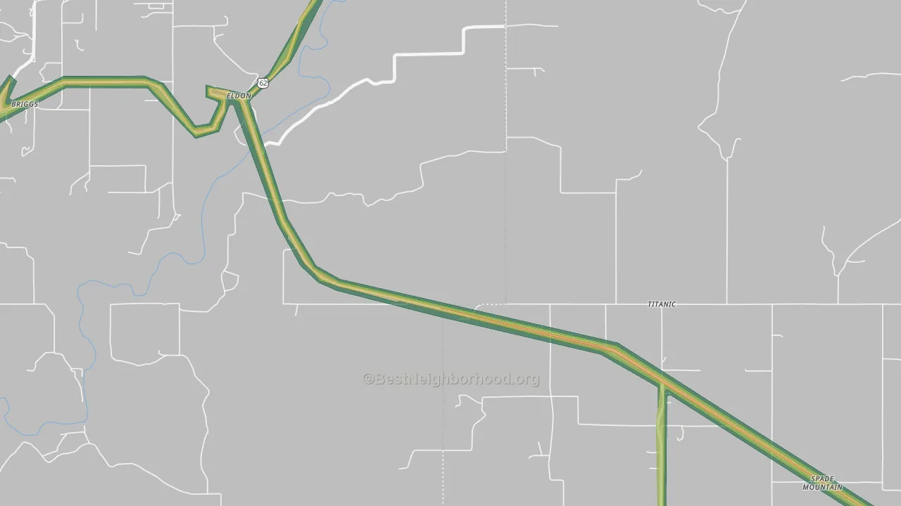 Eldon, OK Map of Noise Levels in Eldon