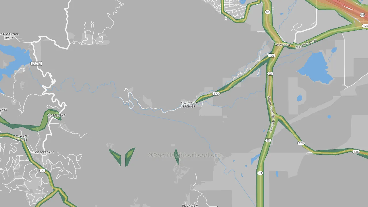 Eldorado Springs, CO Map of Noise Levels in Eldorado Springs