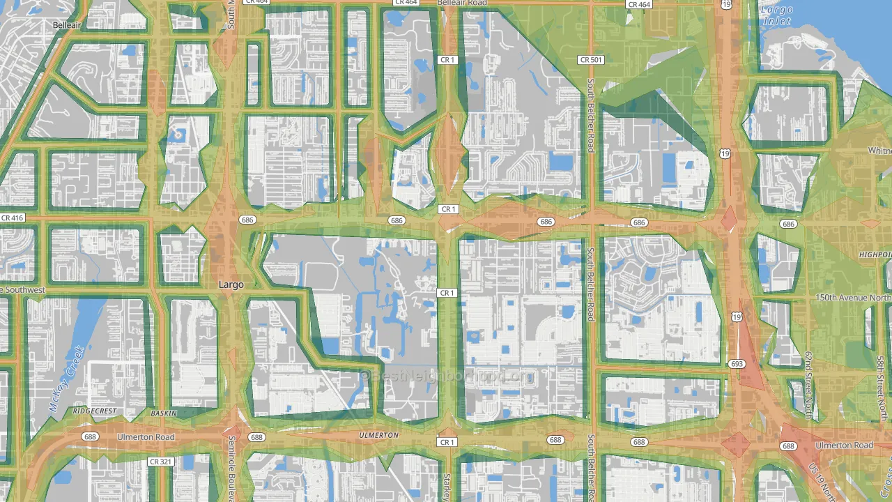 Eldorado Village, Largo, FL Map of Noise Levels in Eldorado Village