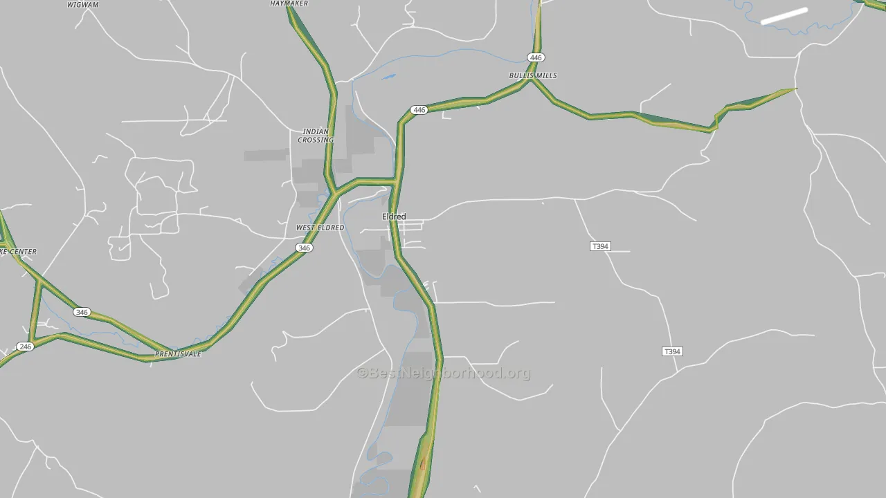 Eldred, PA Map of Noise Levels in Eldred