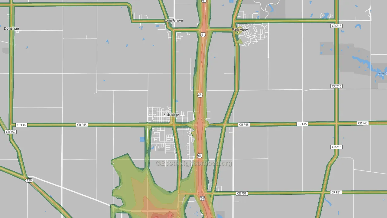 Eldridge, IA Map of Noise Levels in Eldridge