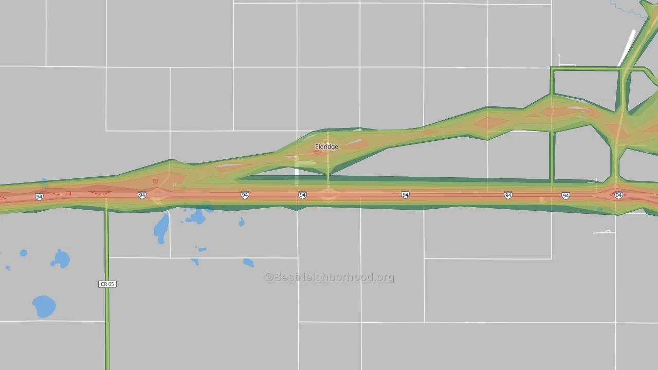 Eldridge, ND Map of Noise Levels in Eldridge