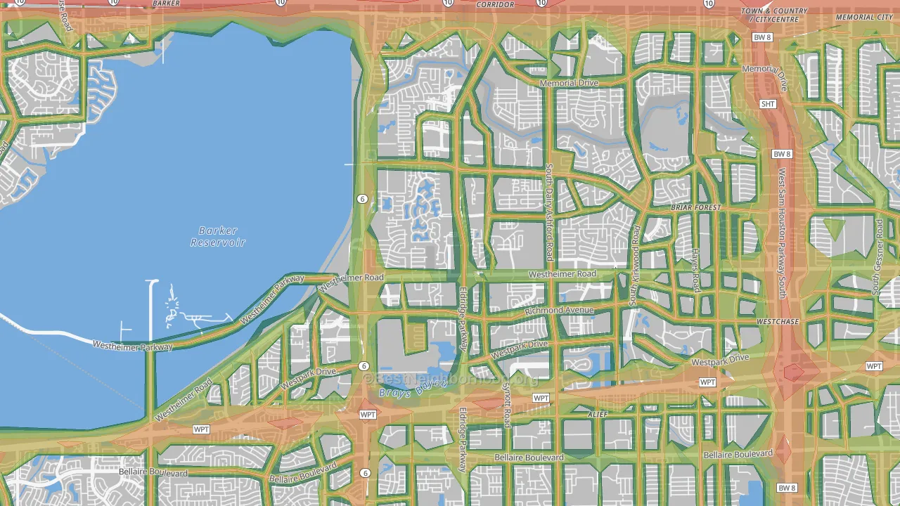 Eldridge-West Oaks, Houston, TX Map of Noise Levels in Eldridge-West Oaks