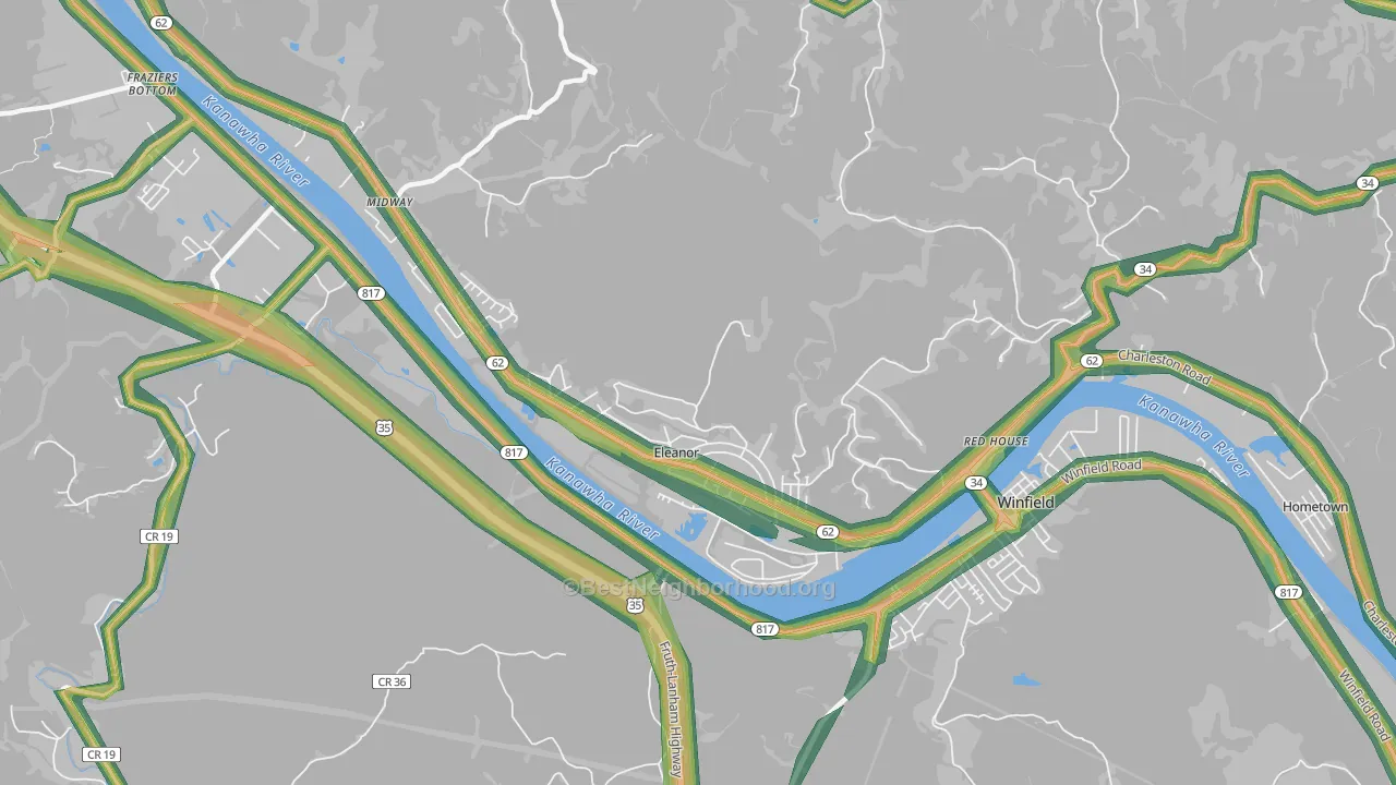 Eleanor, WV Map of Noise Levels in Eleanor