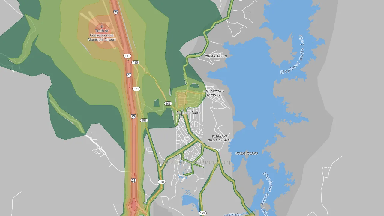 Elephant Butte, NM Map of Noise Levels in Elephant Butte