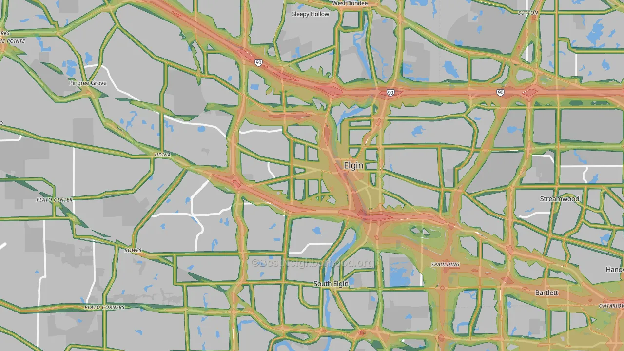 Elgin, IL Map of Noise Levels in Elgin