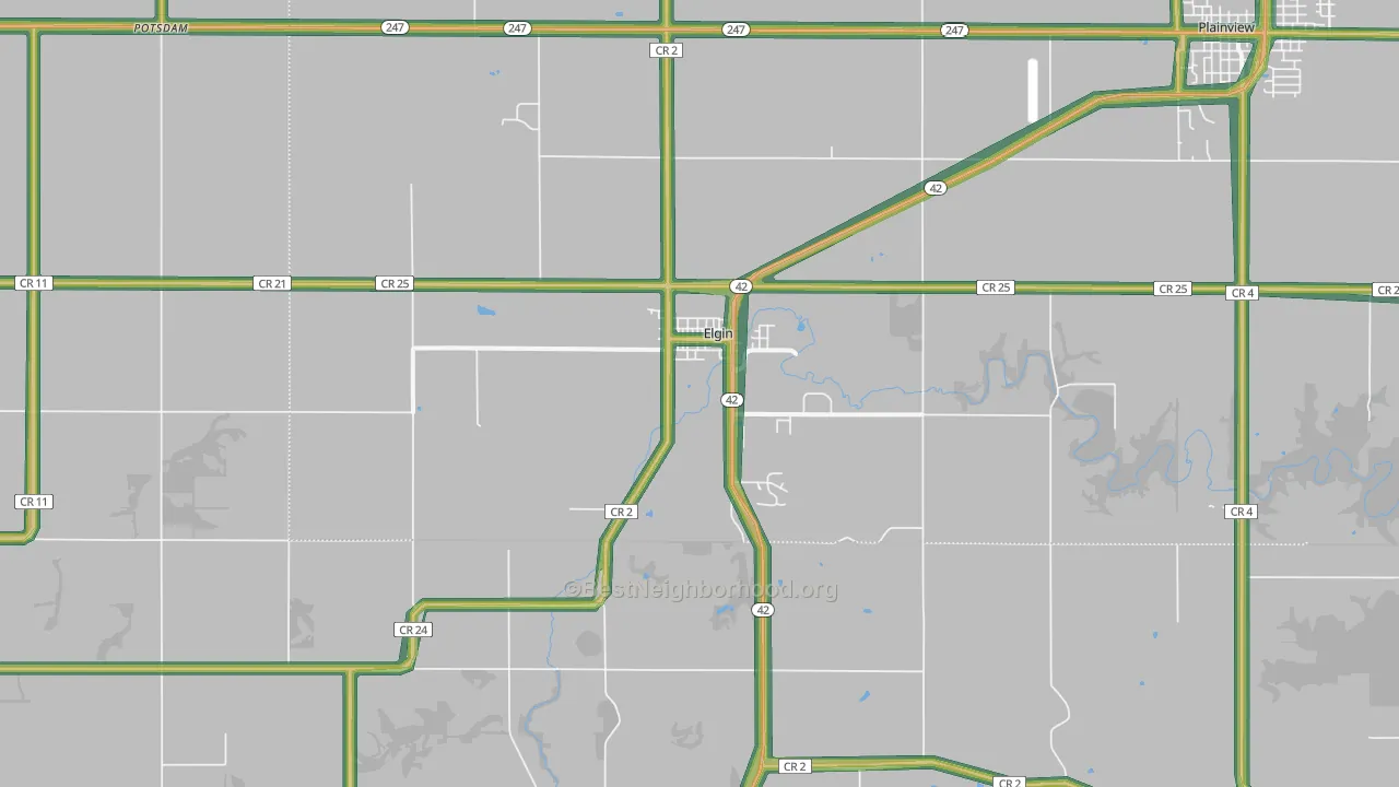 Elgin, MN Map of Noise Levels in Elgin