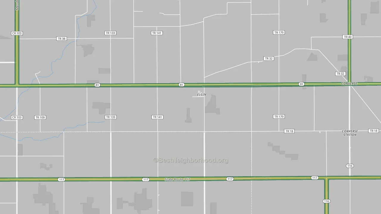 Elgin, OH Map of Noise Levels in Elgin