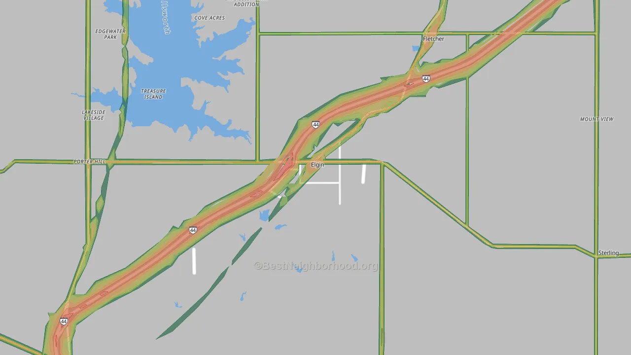 Elgin, OK Map of Noise Levels in Elgin