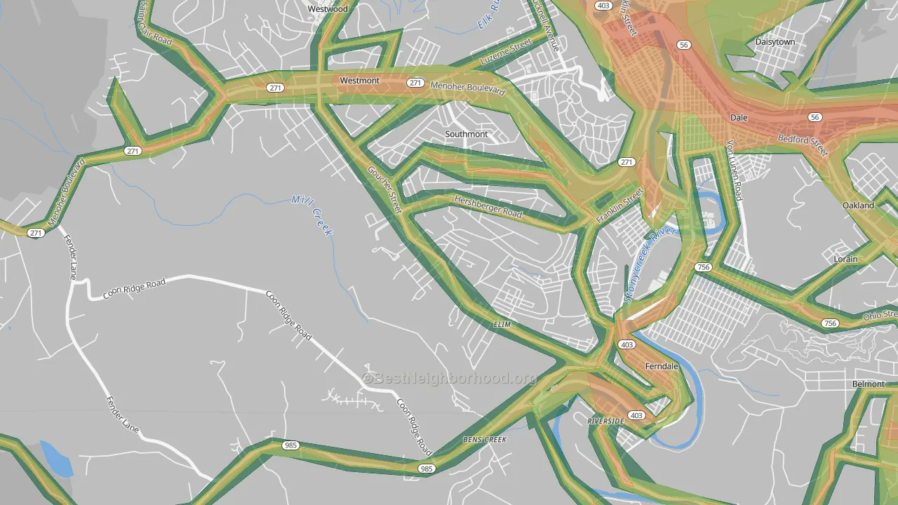 Elim, PA Map of Noise Levels in Elim