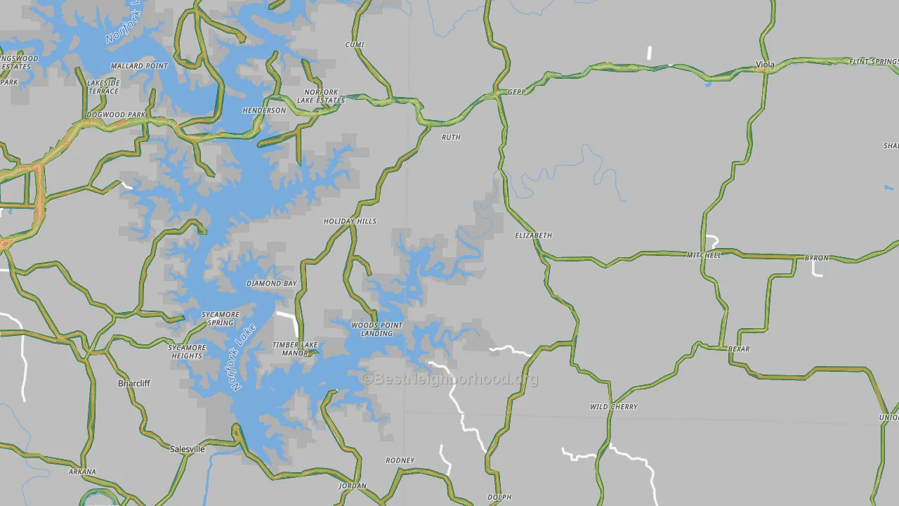 Elizabeth, AR Map of Noise Levels in Elizabeth