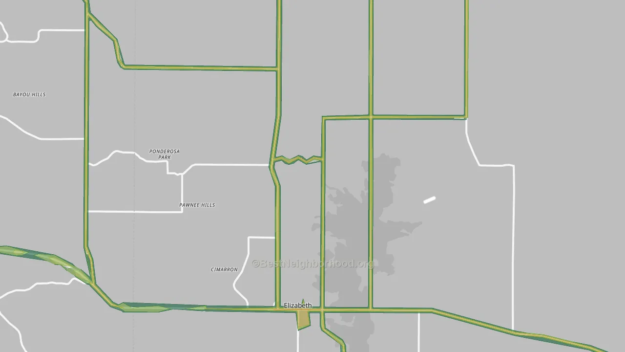 Elizabeth, CO Map of Noise Levels in Elizabeth