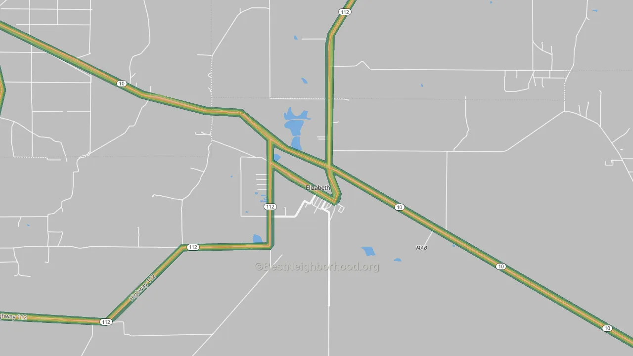 Elizabeth, LA Map of Noise Levels in Elizabeth