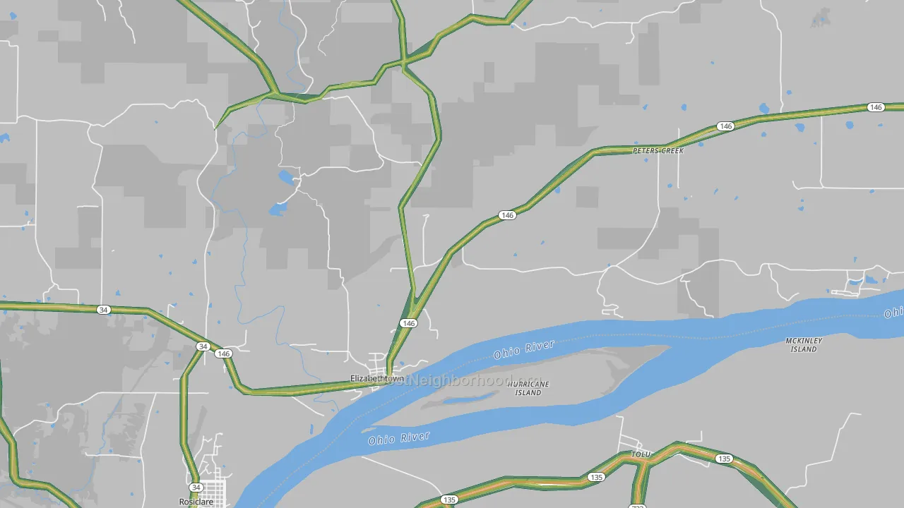 Elizabethtown, IL Map of Noise Levels in Elizabethtown