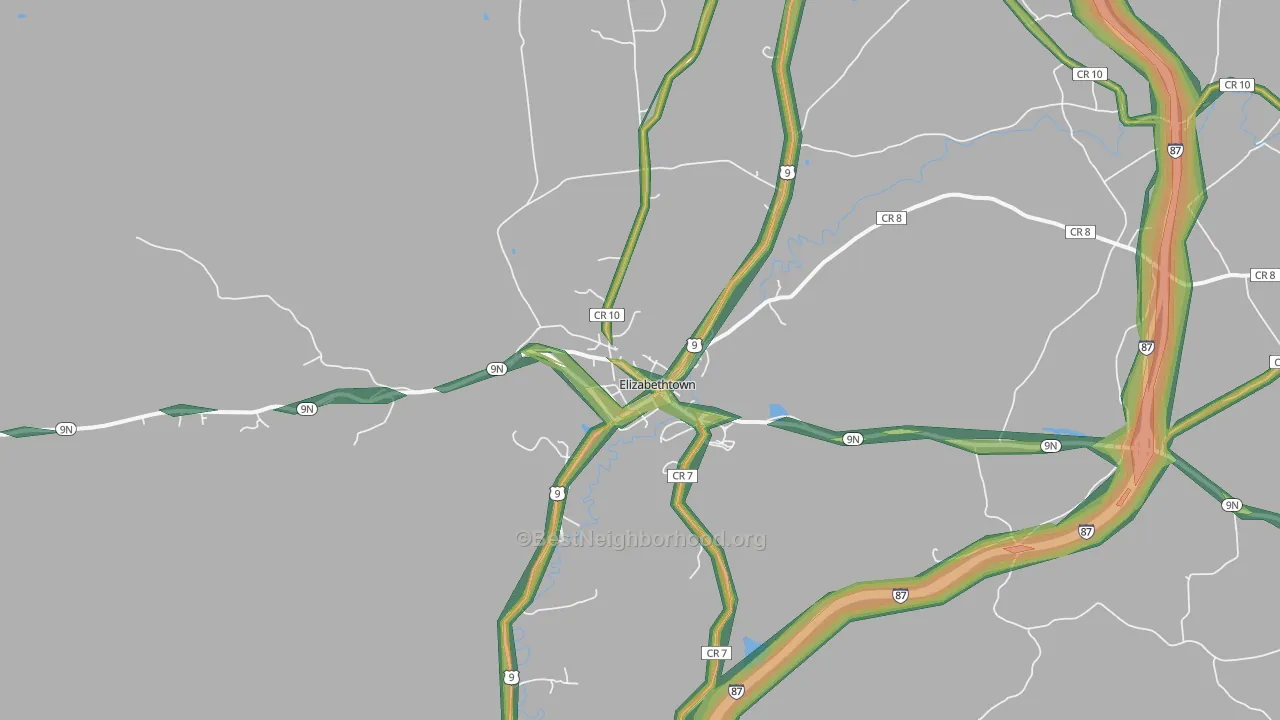 Elizabethtown, NY Map of Noise Levels in Elizabethtown