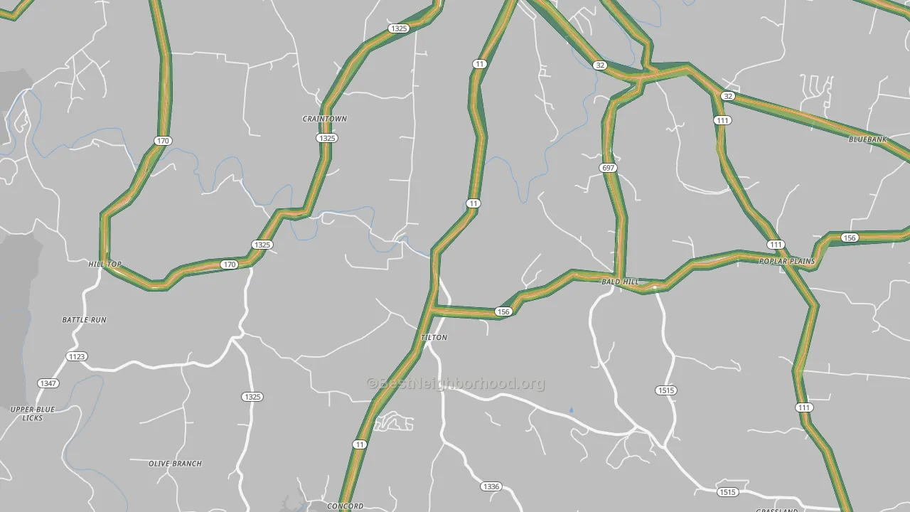 Elizaville, KY Map of Noise Levels in Elizaville
