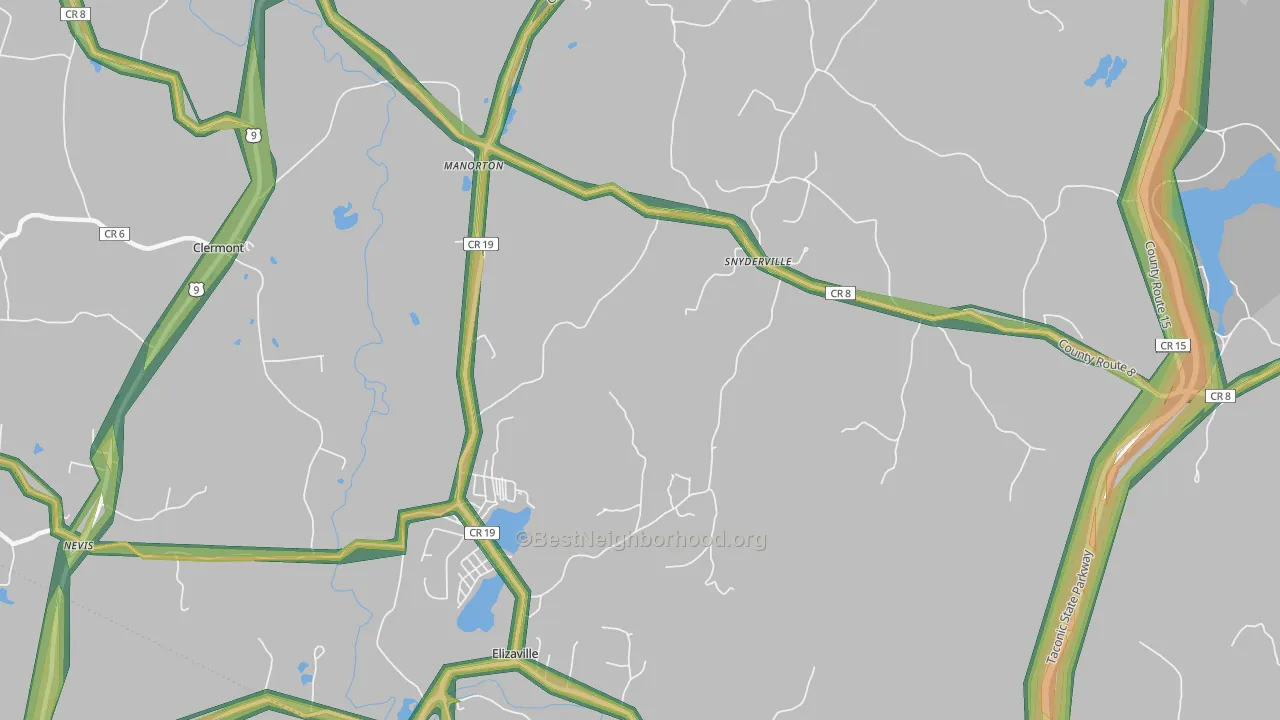 Elizaville, NY Map of Noise Levels in Elizaville