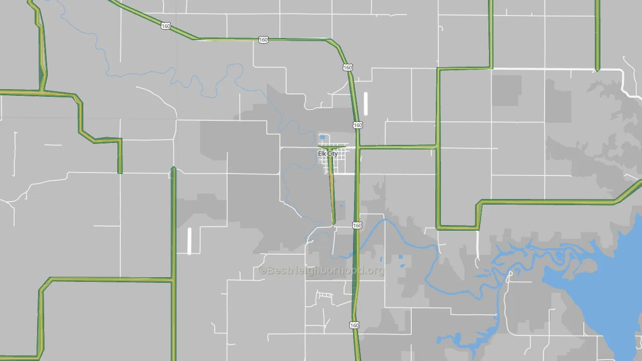 Elk City, KS Map of Noise Levels in Elk City