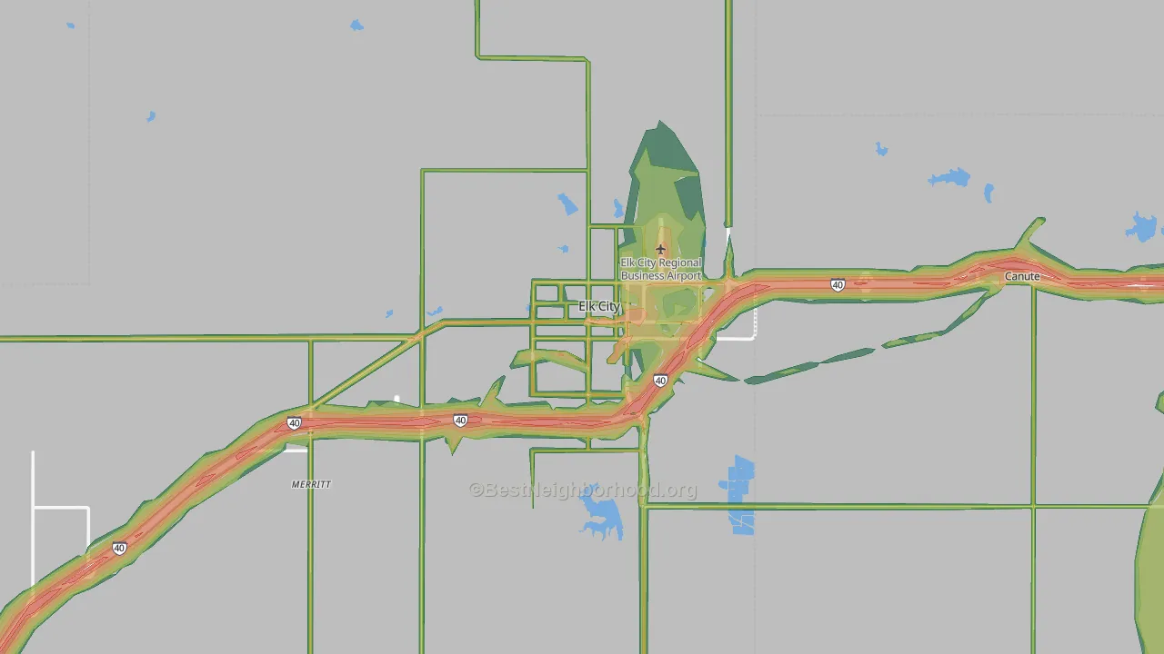 Elk City, OK Map of Noise Levels in Elk City