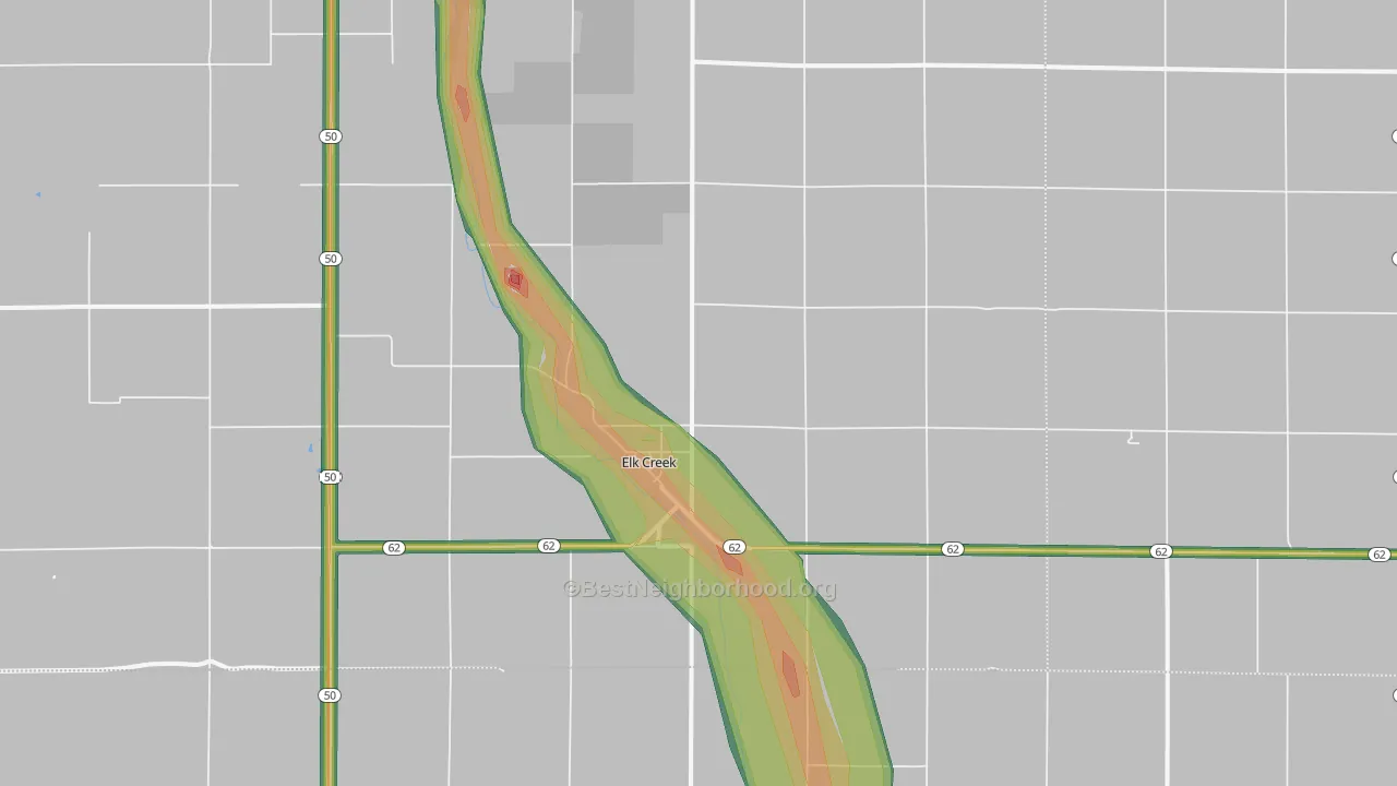 Elk Creek, NE Map of Noise Levels in Elk Creek