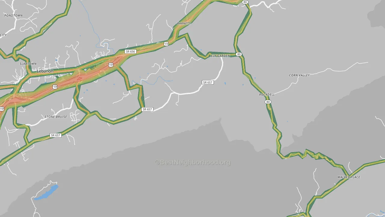 Elk Garden, VA Map of Noise Levels in Elk Garden