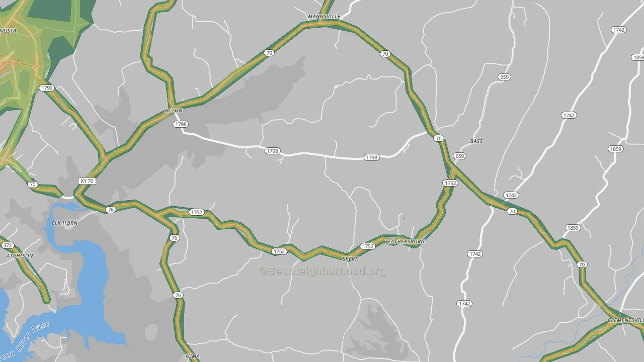Elk Horn, KY Map of Noise Levels in Elk Horn
