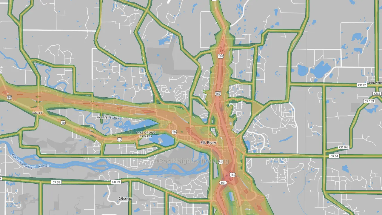 Elk River, MN Map of Noise Levels in Elk River