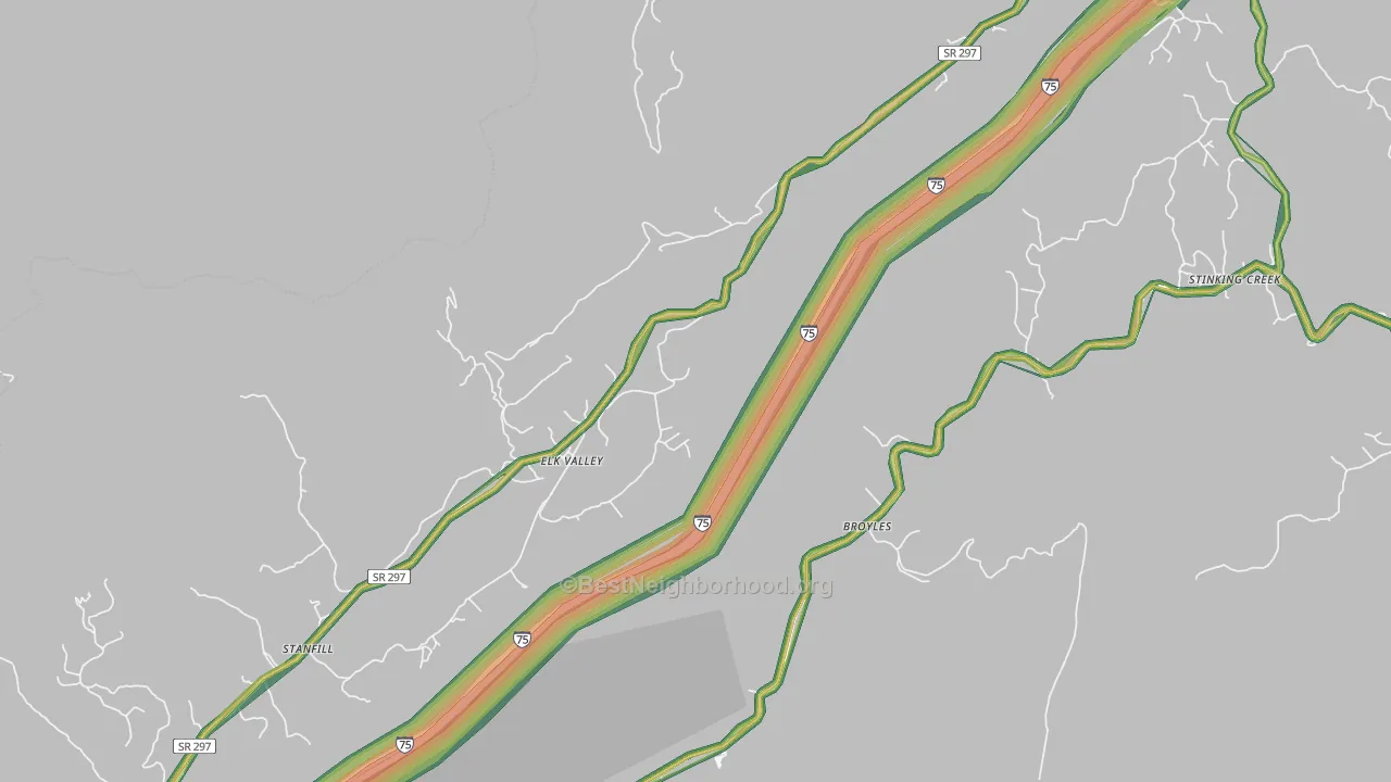 Elk Valley, TN Map of Noise Levels in Elk Valley