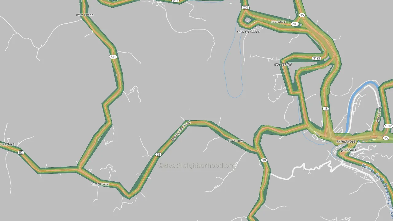 Elkatawa, KY Map of Noise Levels in Elkatawa