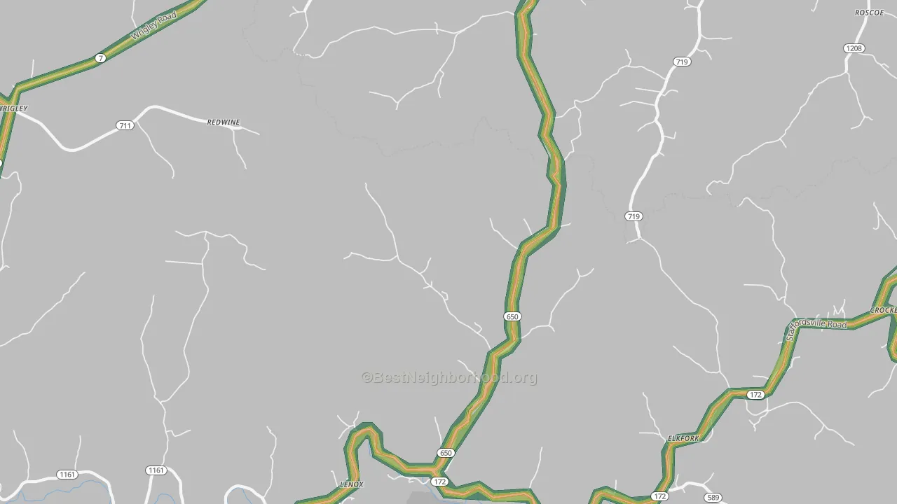 Elkfork, KY Map of Noise Levels in Elkfork