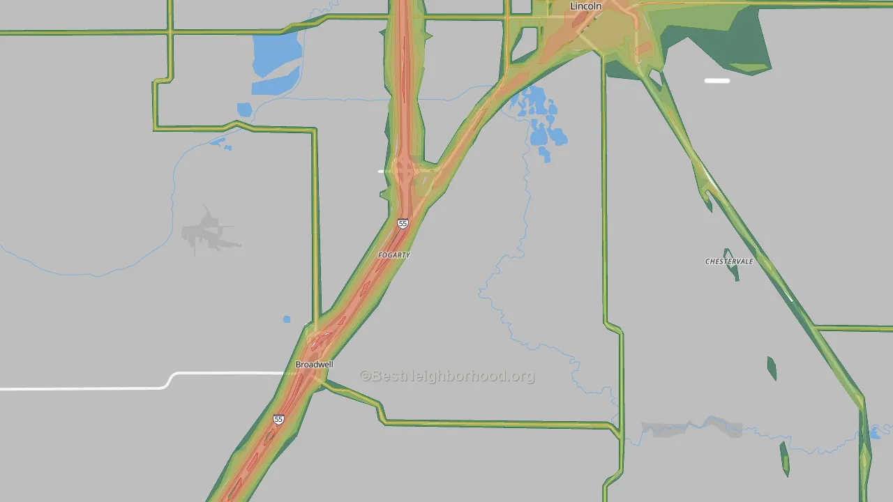 Elkhart, IL Map of Noise Levels in Elkhart