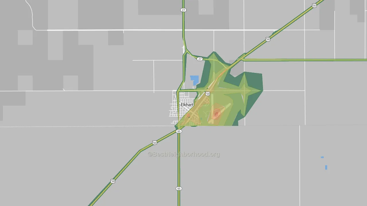 Elkhart, KS Map of Noise Levels in Elkhart