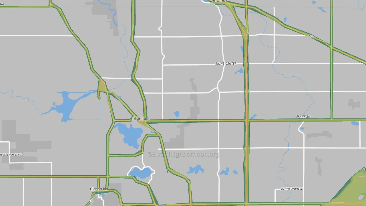 Elkhart Lake, WI Map of Noise Levels in Elkhart Lake