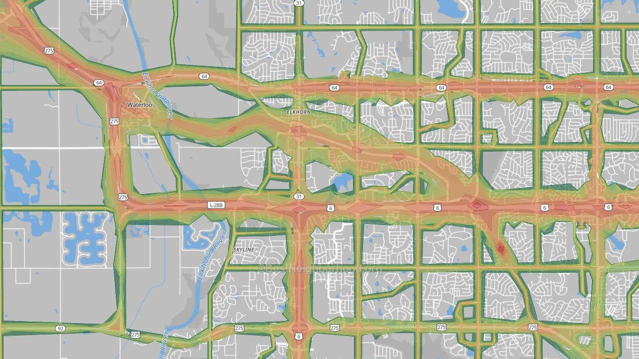 Elkhorn, NE Map of Noise Levels in Elkhorn