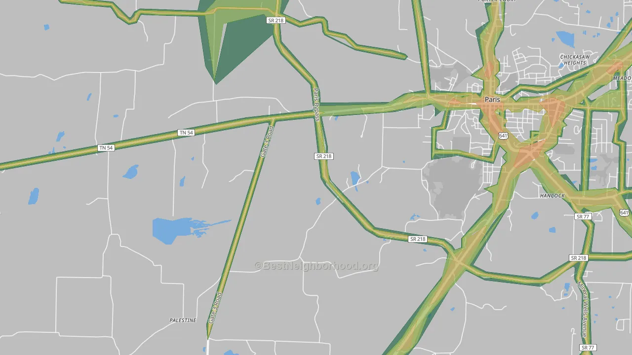 Elkhorn, TN Map of Noise Levels in Elkhorn