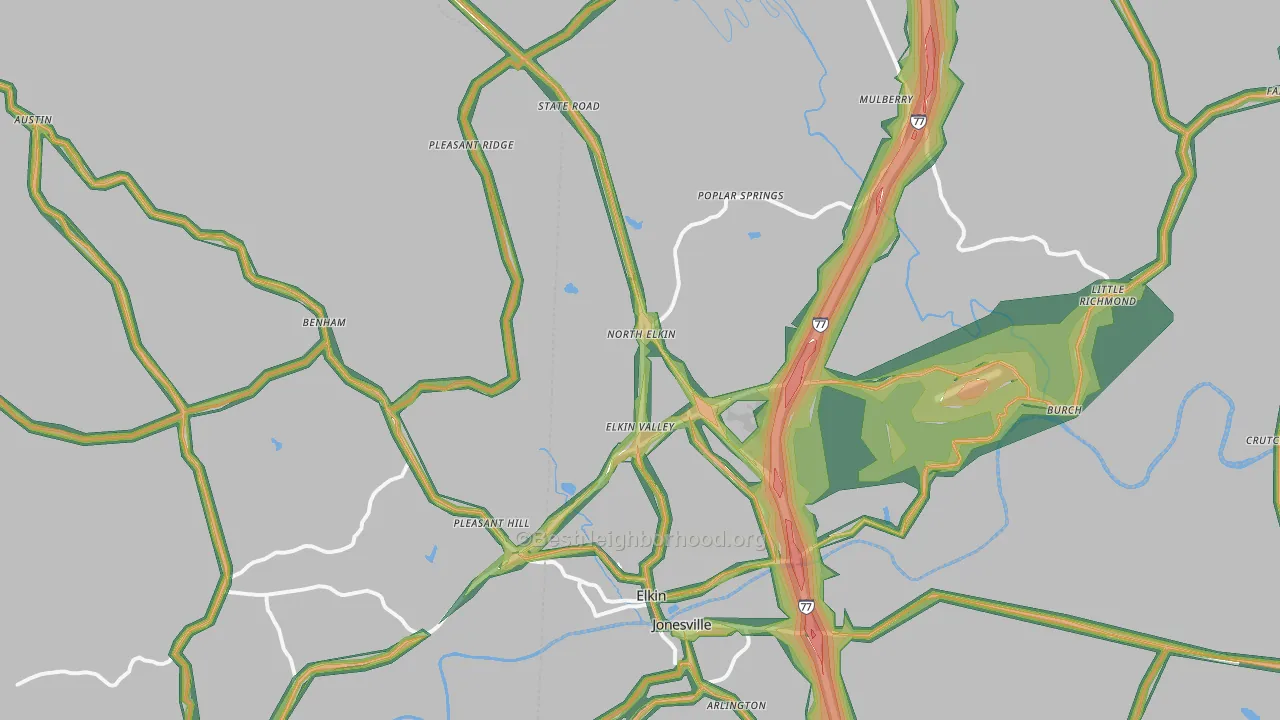 Elkin, NC Map of Noise Levels in Elkin