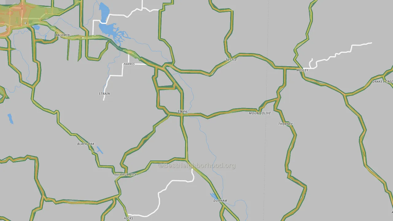 Elkins, AR Map of Noise Levels in Elkins