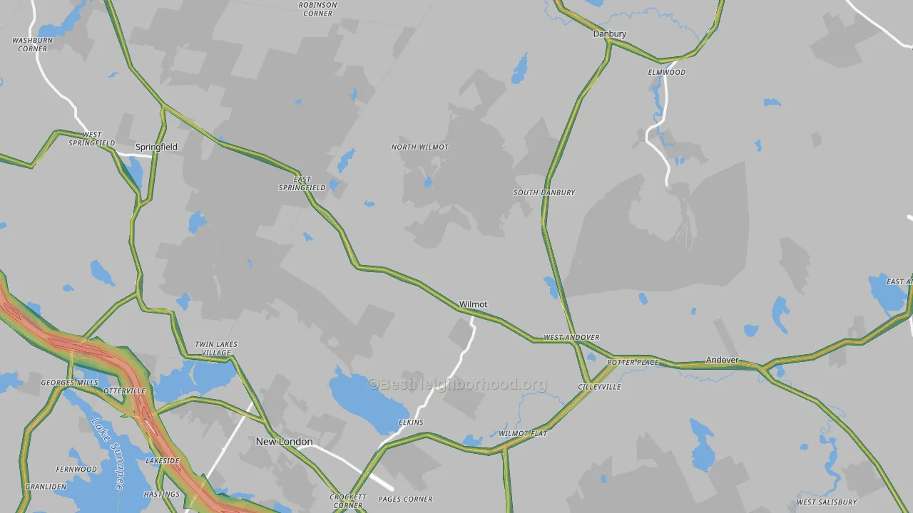 Elkins, NH Map of Noise Levels in Elkins