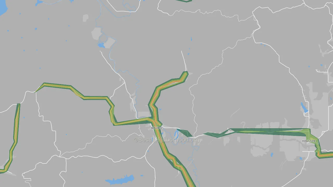 Elkinsville, IN Map of Noise Levels in Elkinsville