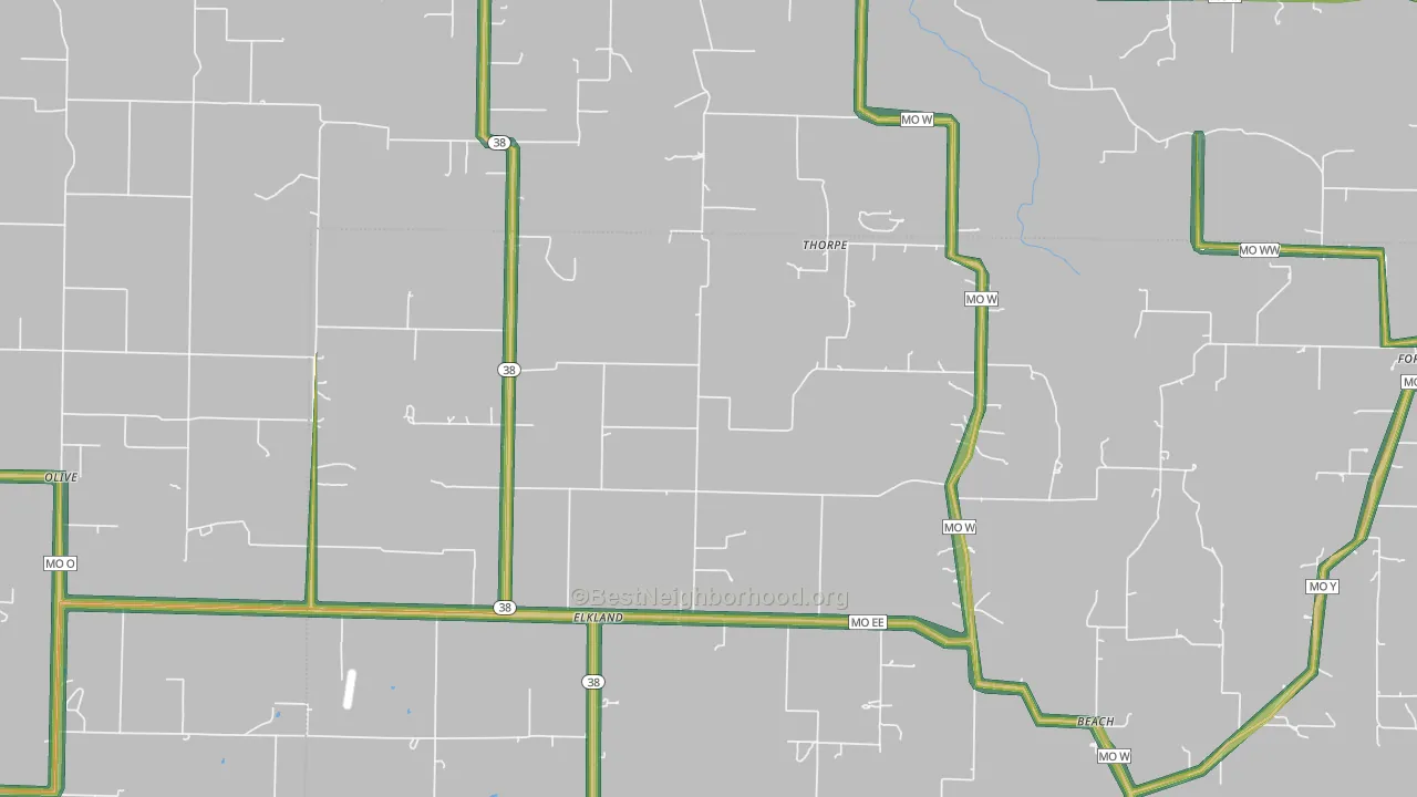 Elkland, MO Map of Noise Levels in Elkland