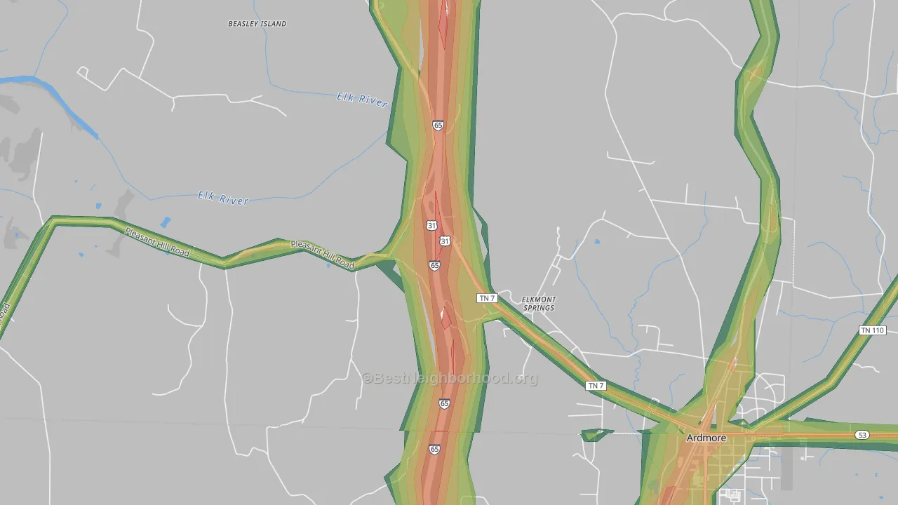 Elkmont Springs, TN Map of Noise Levels in Elkmont Springs