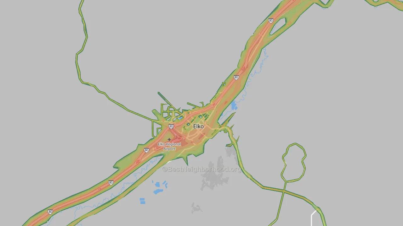 Elko, NV Map of Noise Levels in Elko